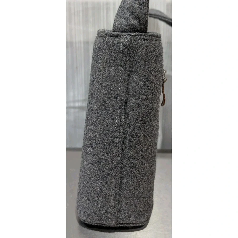 Kate Spade Vintage Gray Wool Felt Hobo‎ Shoulder Bag Magnetic Closure